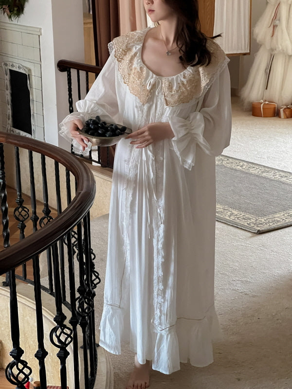 Golden Orchard Two-Piece Lace Loungewear Set