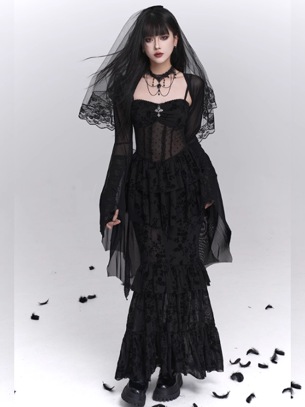 Gothic Tiered Lace Corset Dress