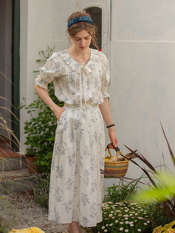 Emma's Sky Blossom Cottage Blouse