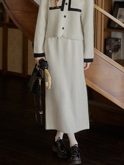 Classic Wool-Blend Straight Skirt