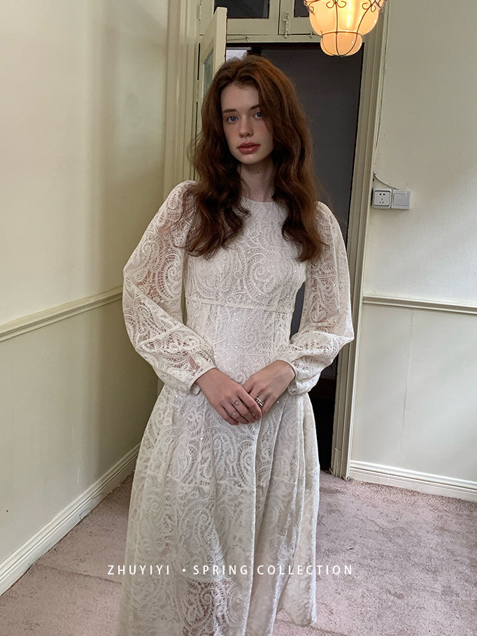 Vintage White Lace Elegance Dress