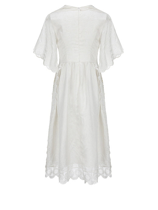 Elizabeth's Retro White Elegance Dress