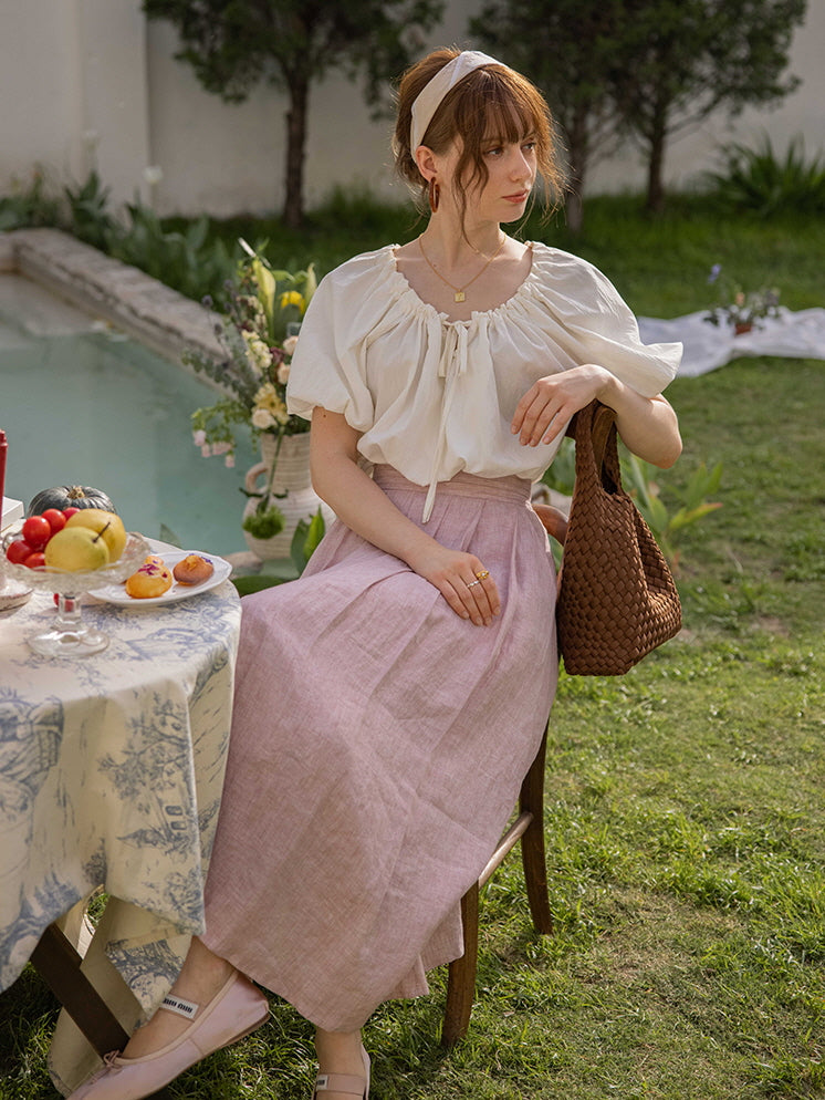 Olivia's White Puff-Sleeve Summer Blouse