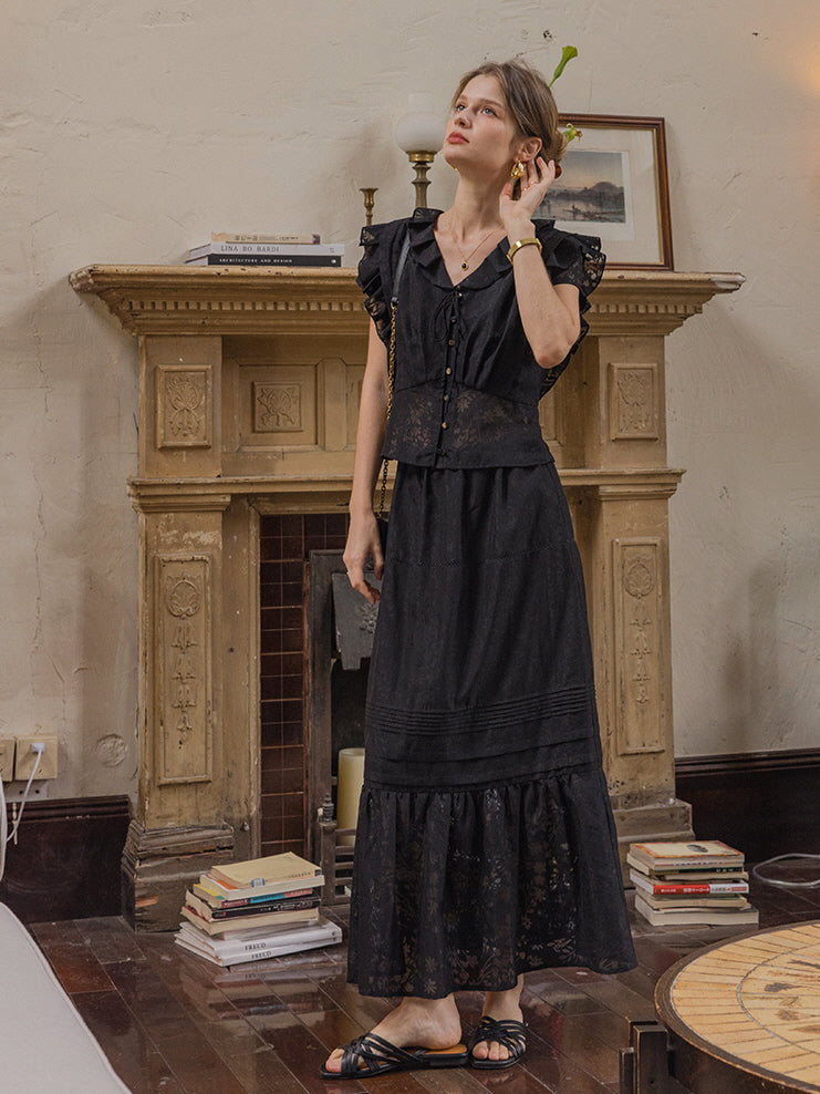 Lila's Midnight Bloom Blouse