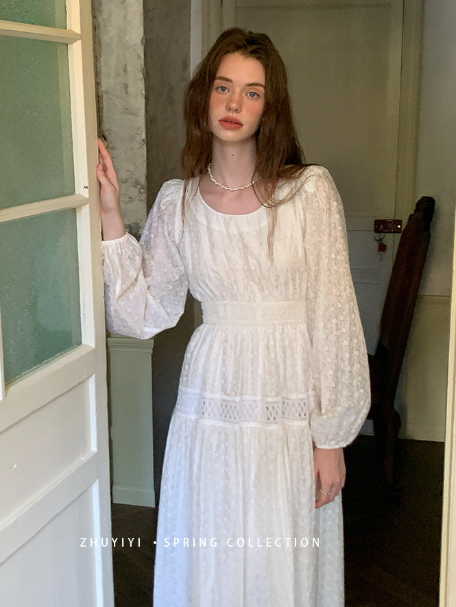 Ethereal White Lace Embroidered Dress
