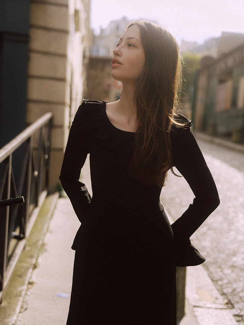 Midnight Ruffle Romance Dress