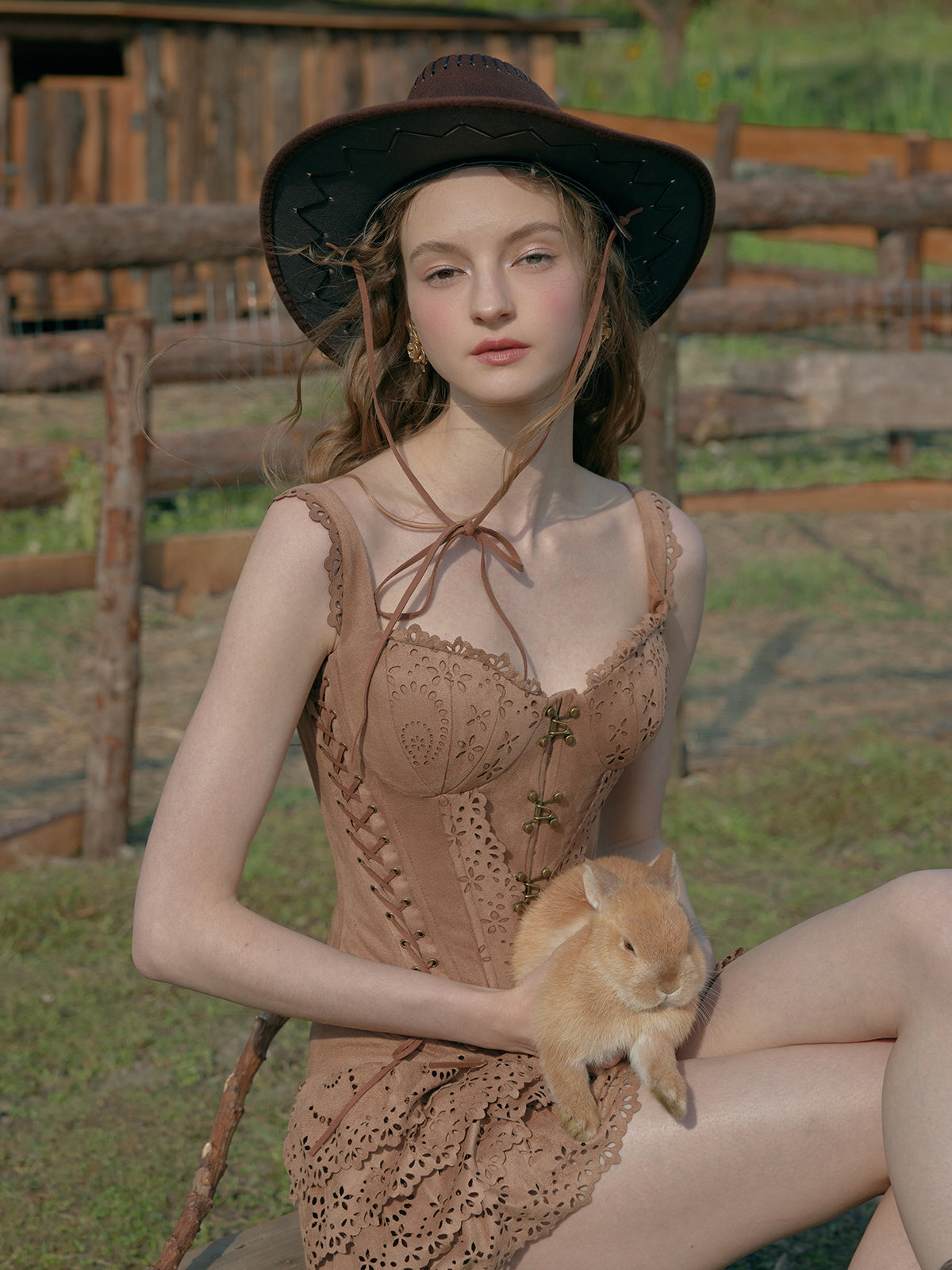 Wild Prairie Lace-Up Suede Corset & Skirt