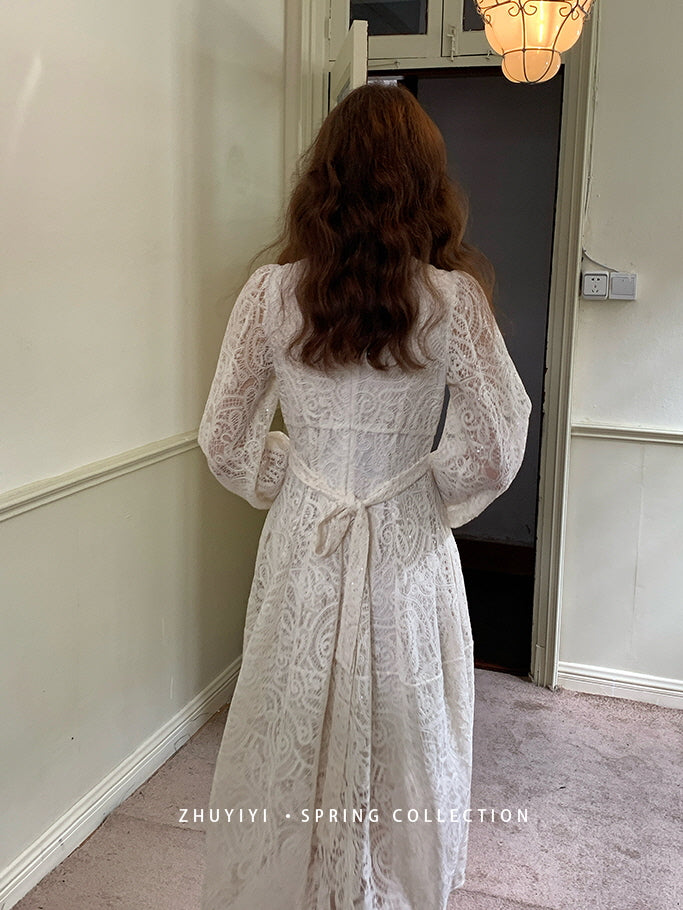 Vintage White Lace Elegance Dress