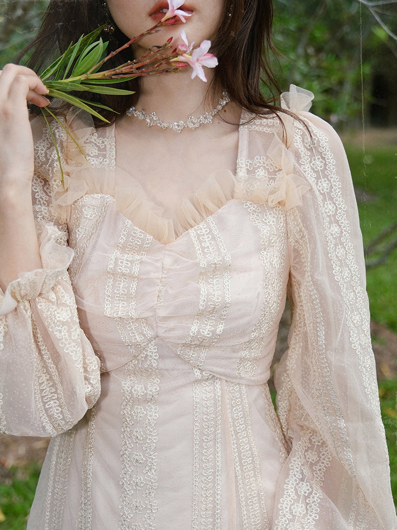 Elara's Dreamy Garden Pink Dress