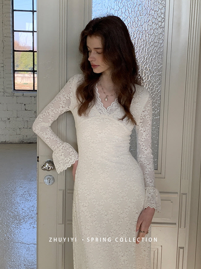 Vintage Lace Bell Sleeve Dress