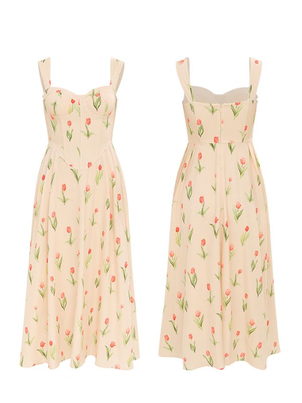 Ethereal Tulip Blossom Corset Dress