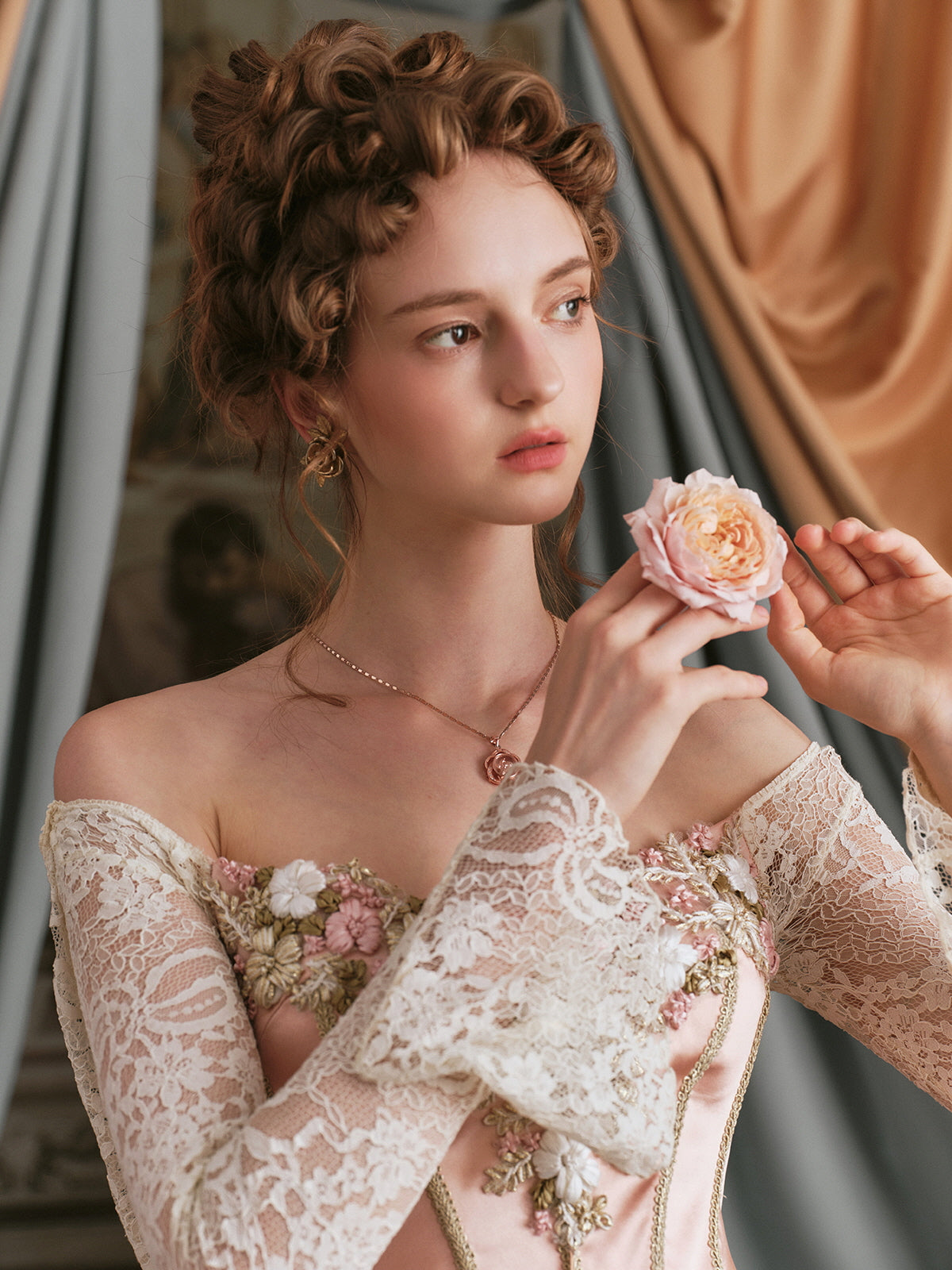 Vintage Floral Embroidered Velvet Dress