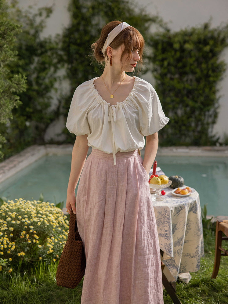 Olivia's White Puff-Sleeve Summer Blouse