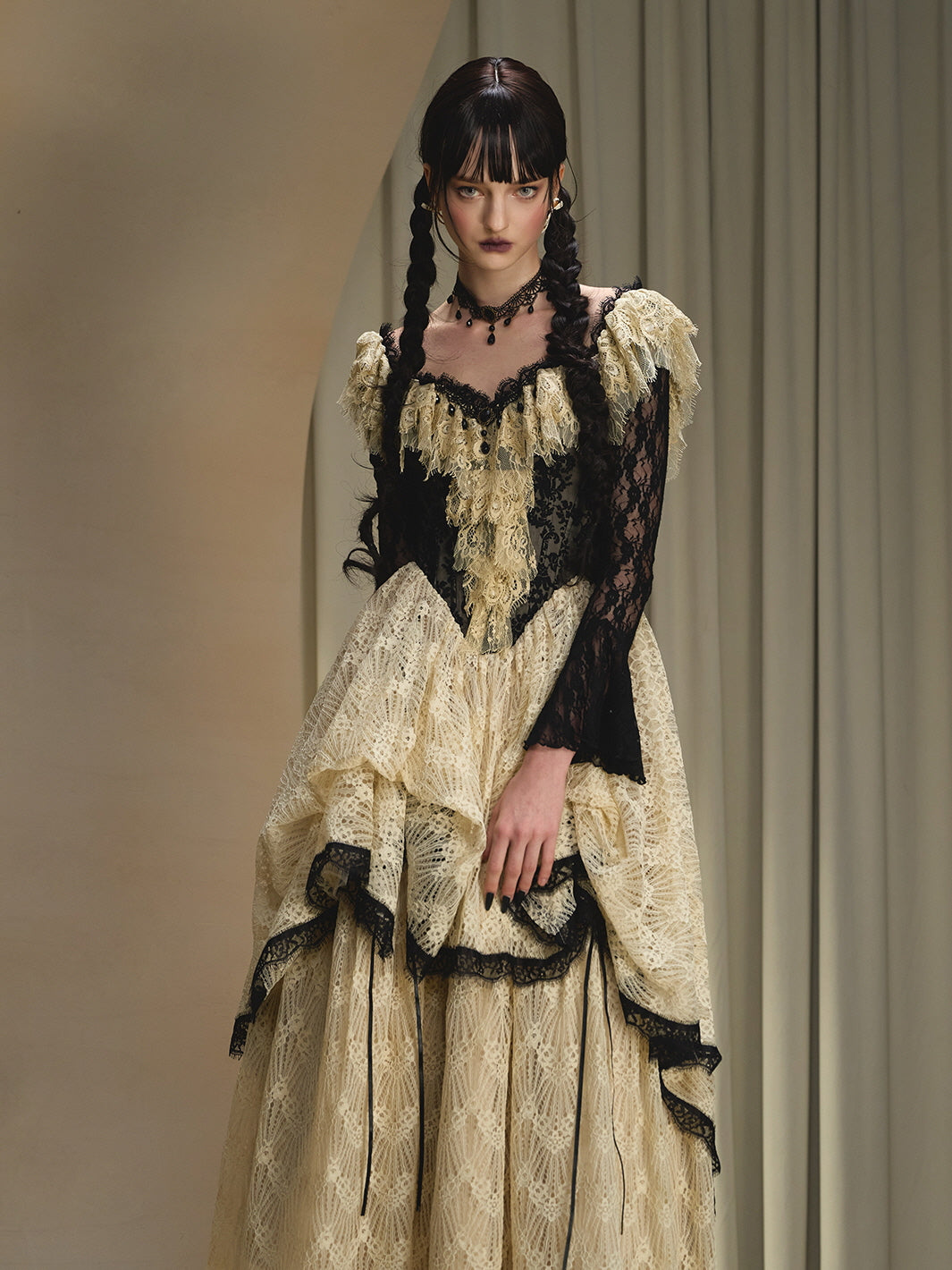 Victorian Elegance Lace Overlay Dress