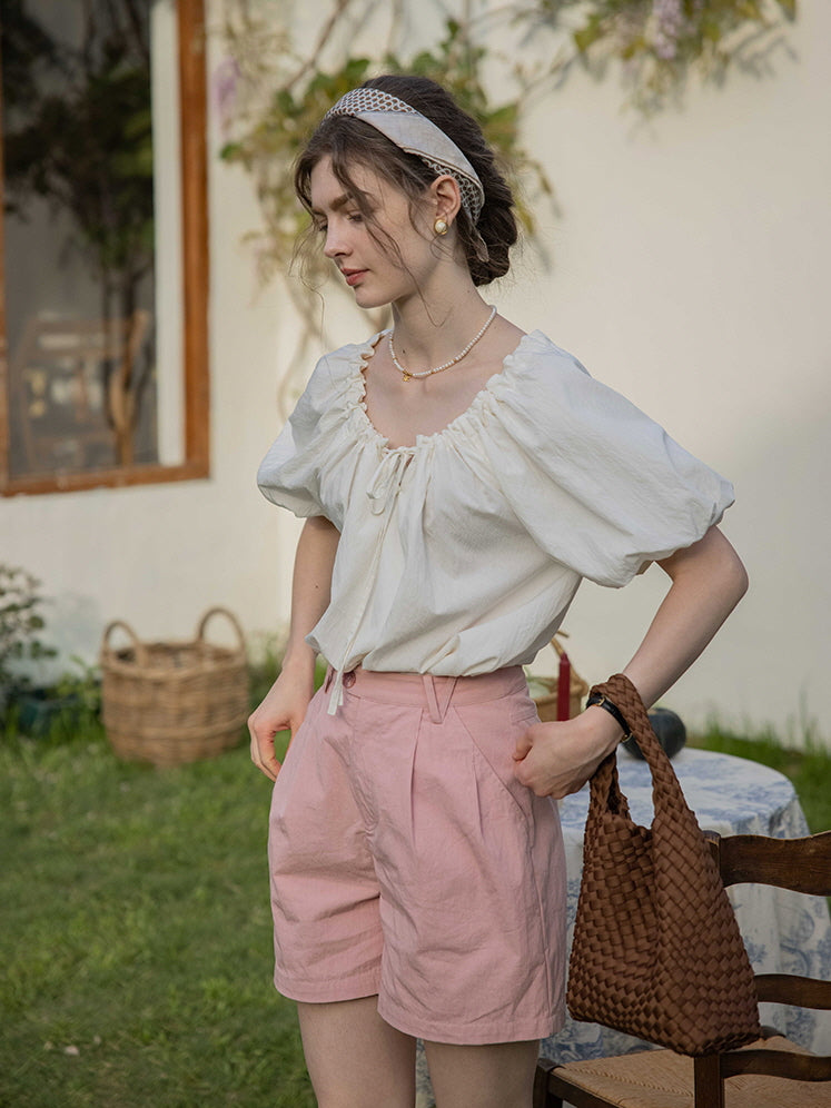 Olivia's White Puff-Sleeve Summer Blouse