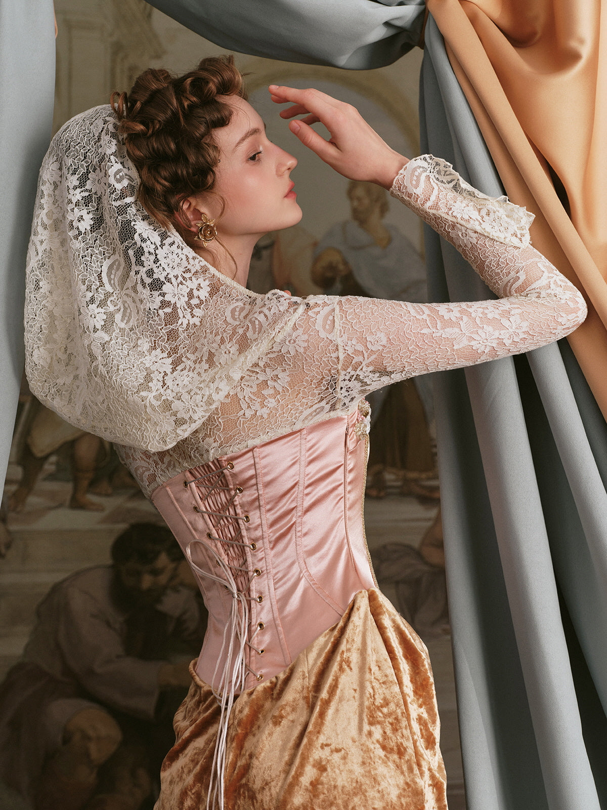 Vintage Floral Embroidered Velvet Dress