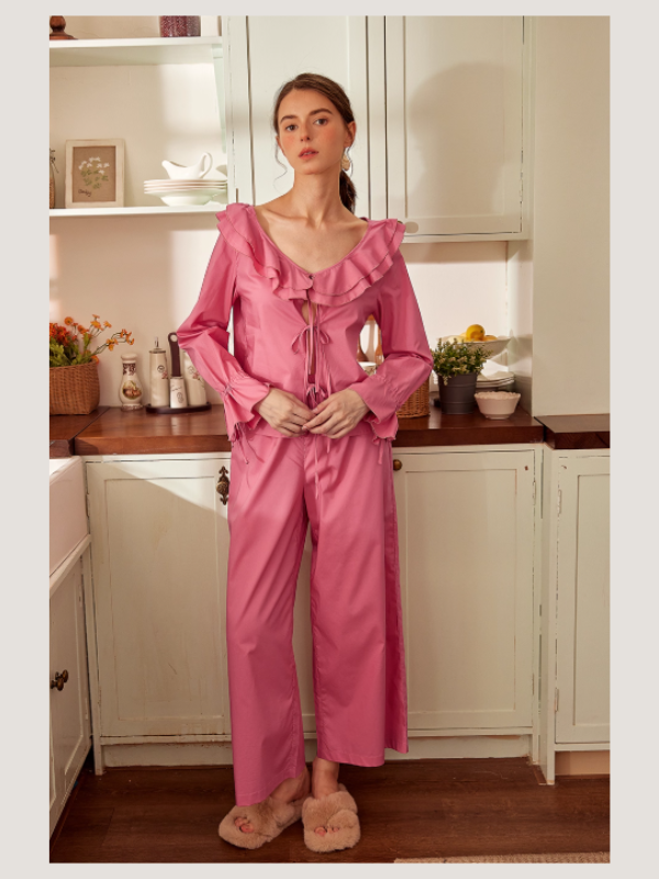 Rose Garden Ruffle Tie Loungewear Set