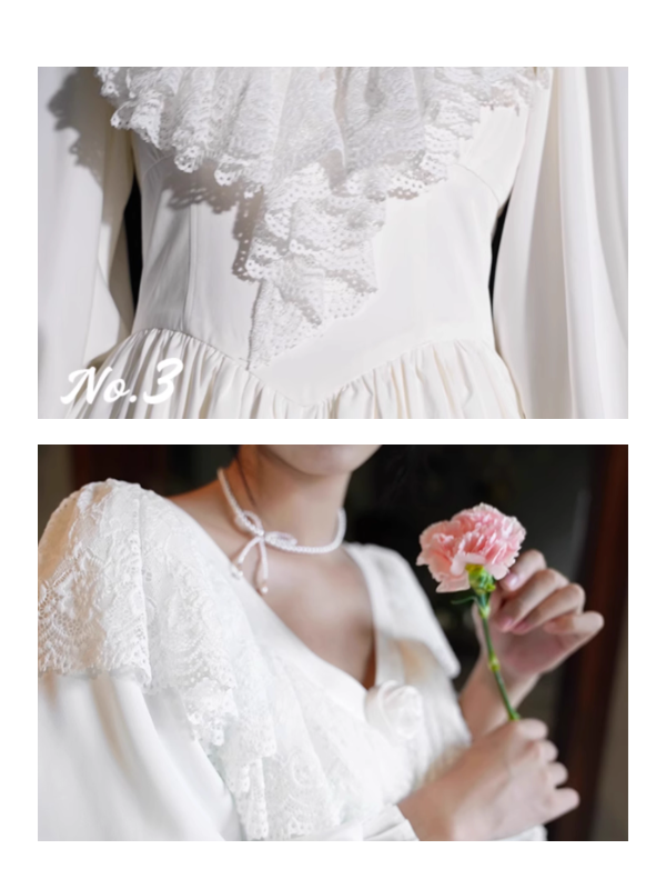 White Lace Blossom Fairytale Dress