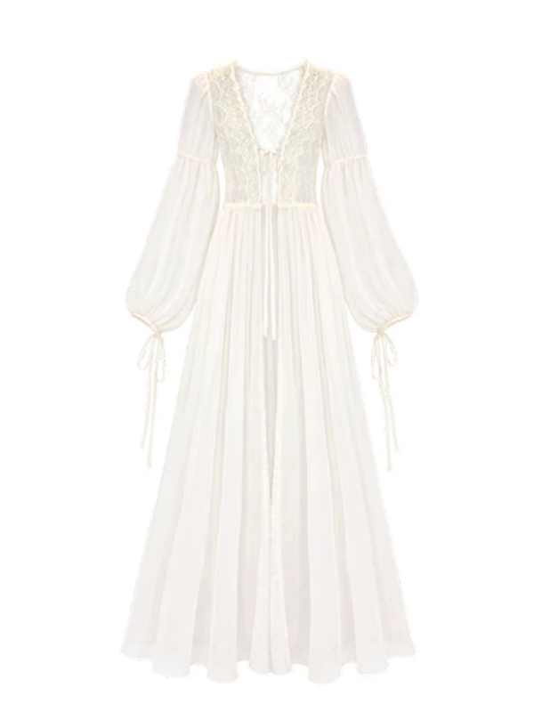 Ivory Lace Princess Nightgown & Slip Dress