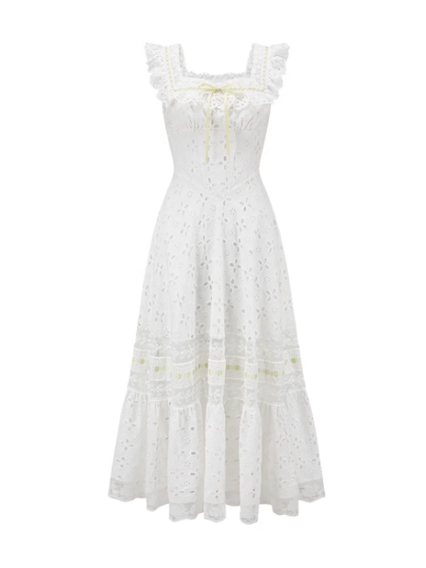 Lime Ribbon Fantasy White Dress