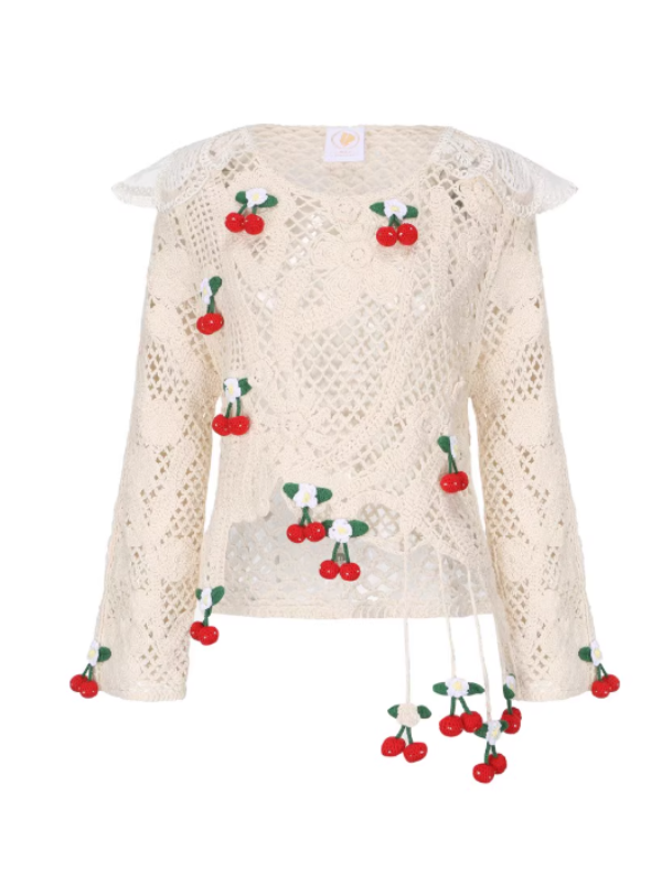 Cherry Crochet Garden Blouse