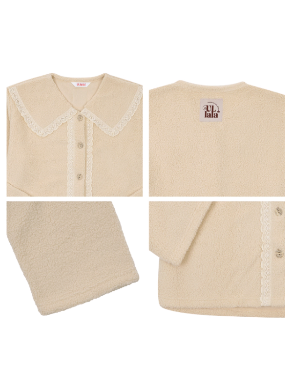 Cream Lace Collar Fleece Pajama