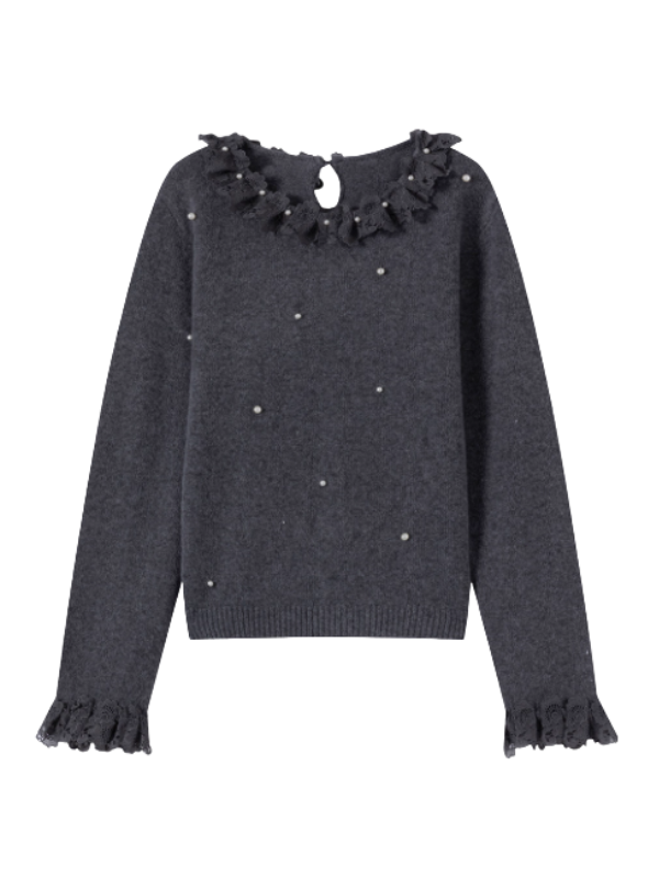 Pearl Petal Lace Knit Top