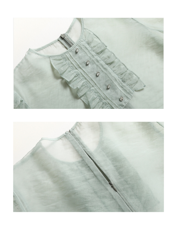 Mint Fairy Puff Sleeve Dress