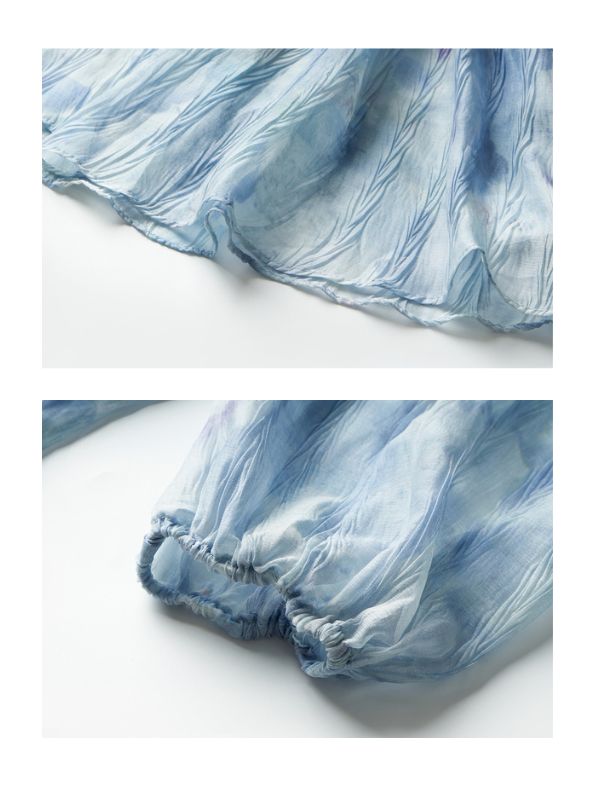 Cloudy Sky Sheer Pleated Blouse