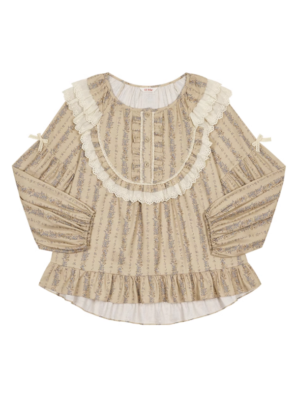 Vintage Ruffle Cotton Pajama Set