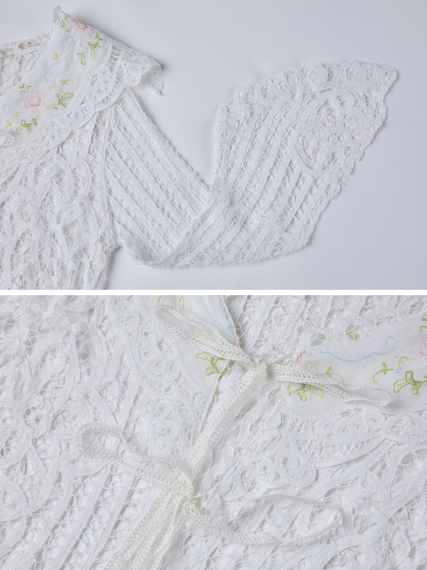 Vintage Floral Embroidered Lace Overlay