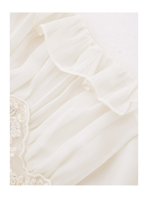 Vintage Ivory Chiffon Ruffle Dress