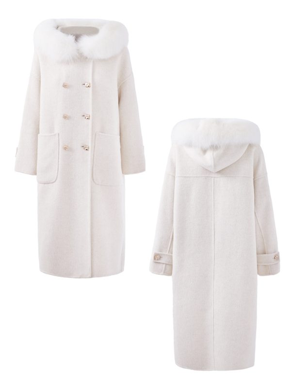 Fur Collar Wool Double-Breasted Coat
