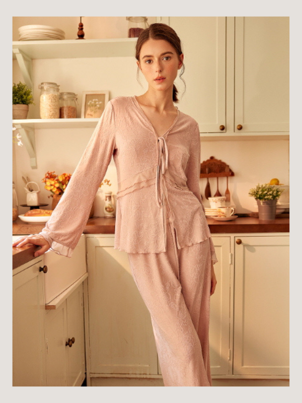 Blush Whisper Lace Loungewear Set