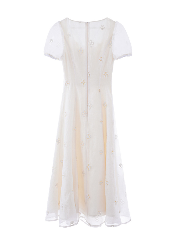 Elegant Daisy Lace White Dress
