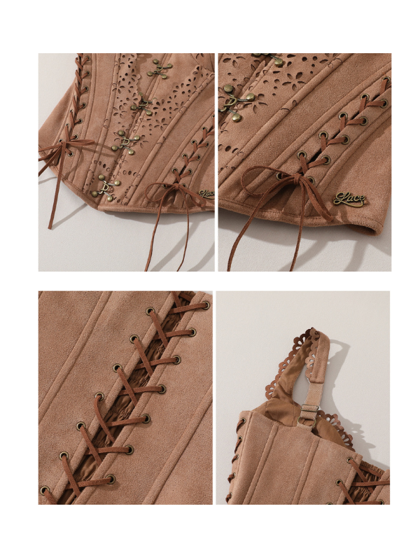 Wild Prairie Lace-Up Suede Corset & Skirt
