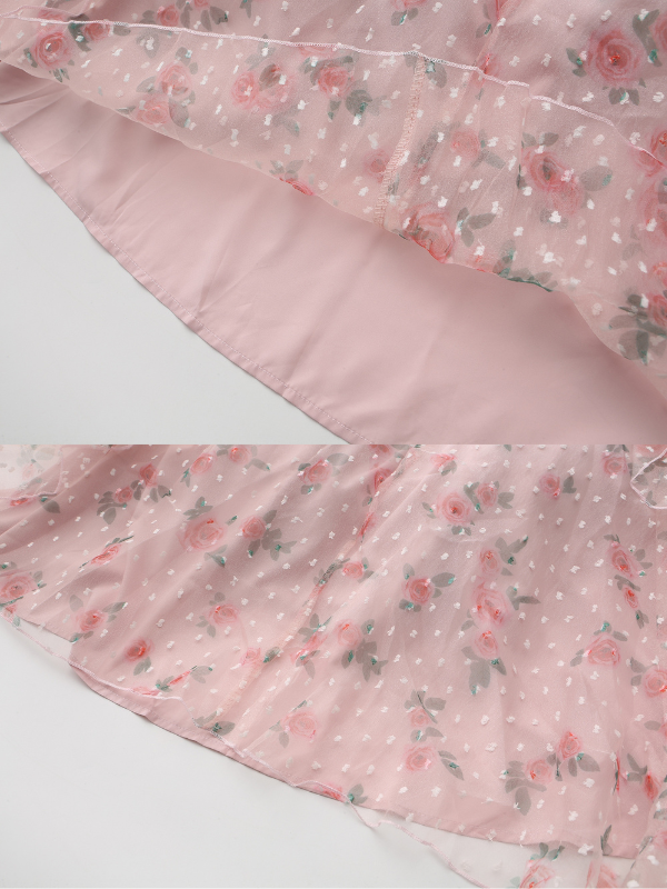 Blushing Rose Ruffle Chiffon Dress