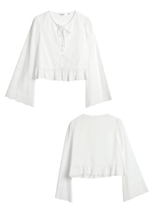 Vintage Embroidered Eyelet Lace Blouse