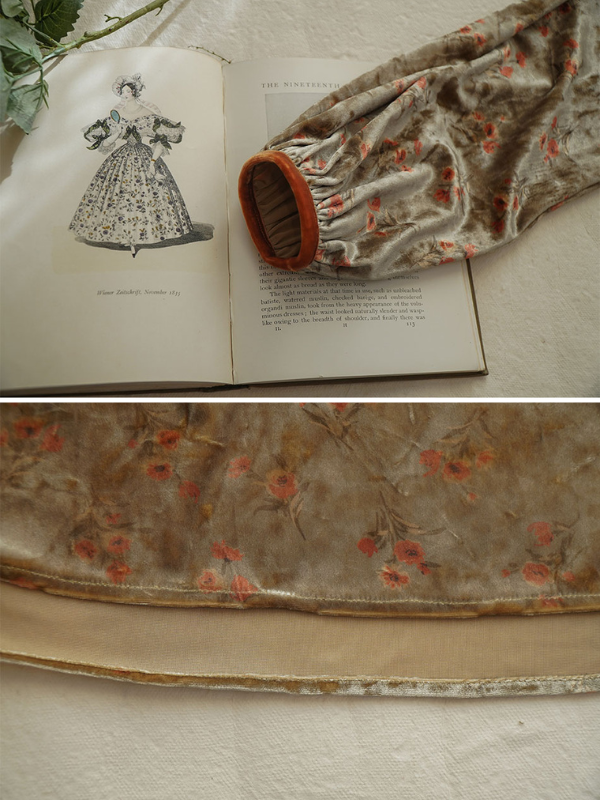 Elegant Autumn Vintage Velvet Floral Dress