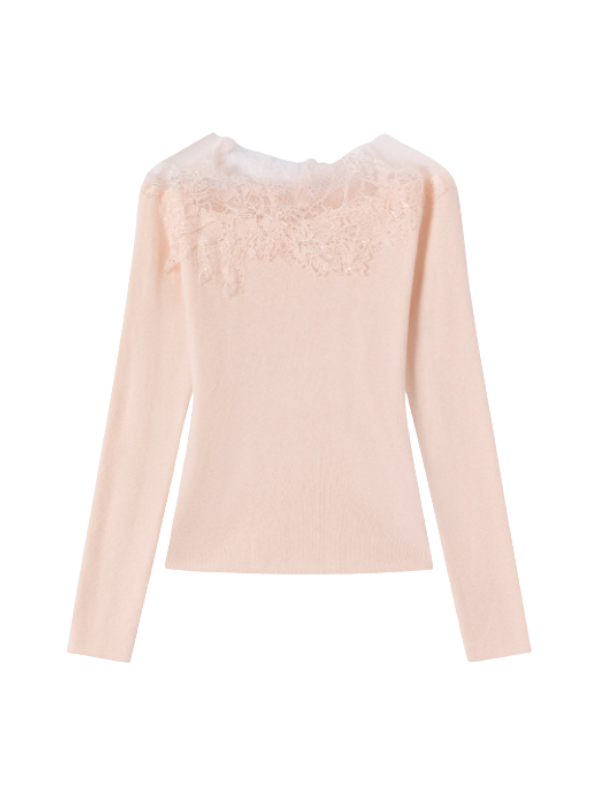 Whisper Lace Collar Knit Top