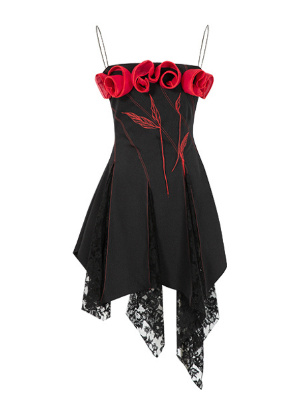 Rosette Lace Hem Dress