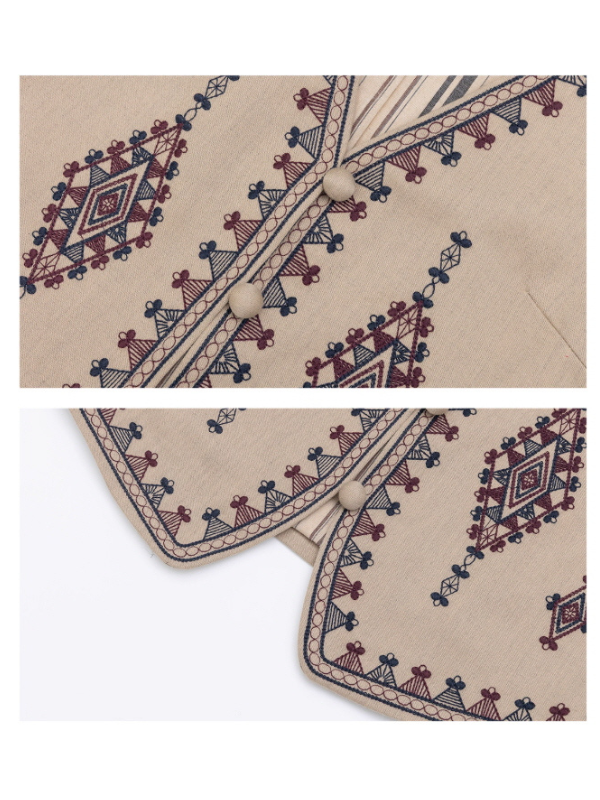 Vintage Embroidered Linen Blend Vest