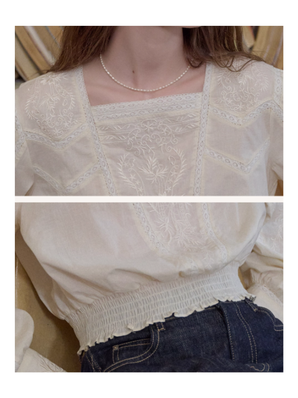 Whispering Garden Embroidered Cotton Blouse