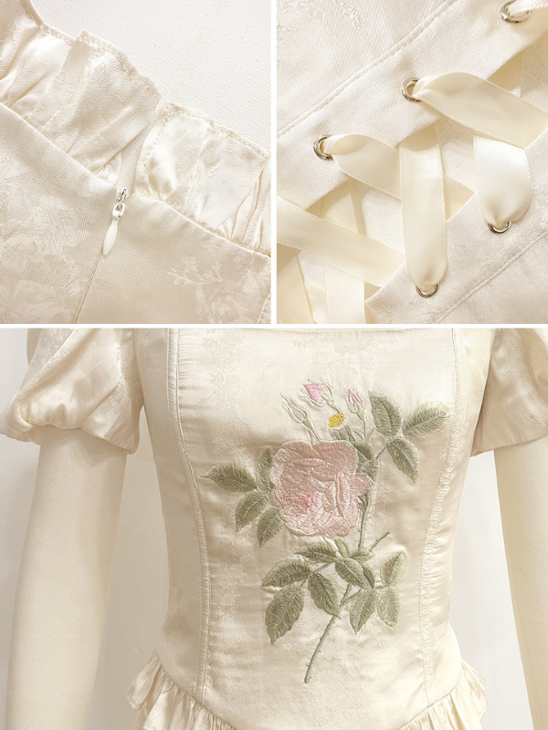 Romantic Rose Embroidered Corset Top