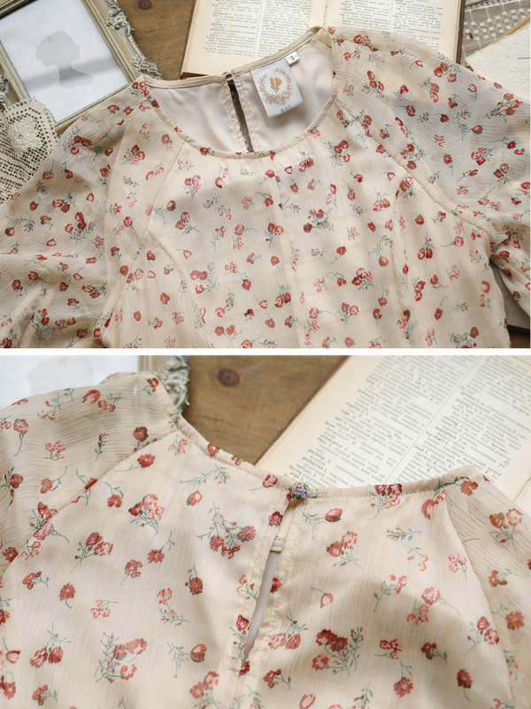 Floral Elegance Blossom Vintage Chiffon Dress