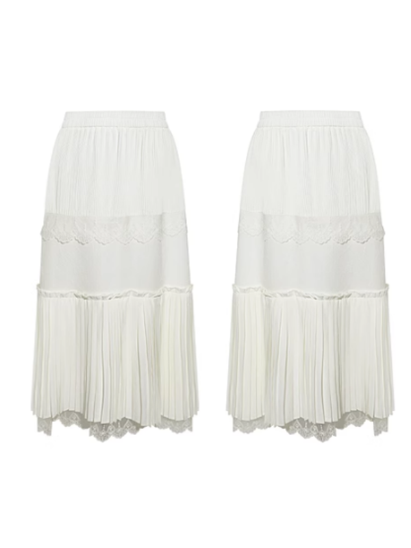 Ethereal Lace Tiered White Skirt