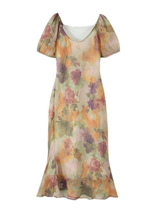 Plus Size Watercolor Garden Rose Dress