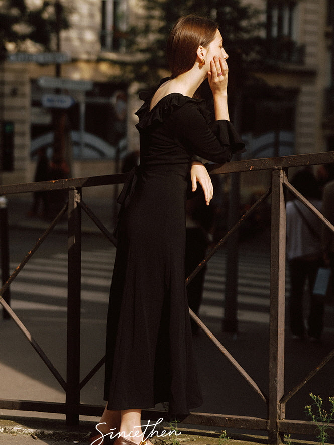 Midnight Ruffle Romance Dress