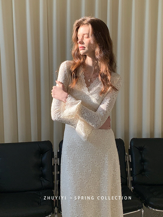 Vintage Lace Bell Sleeve Dress