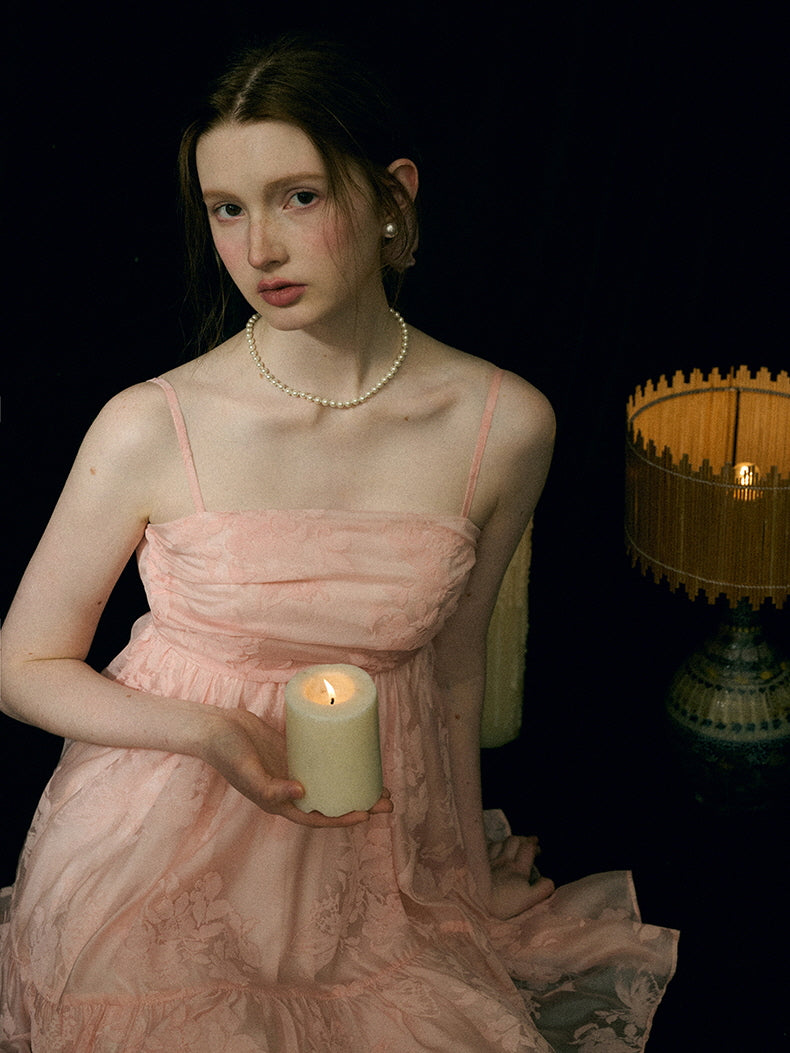 Blush Petal Ruffle Back Bow Dress